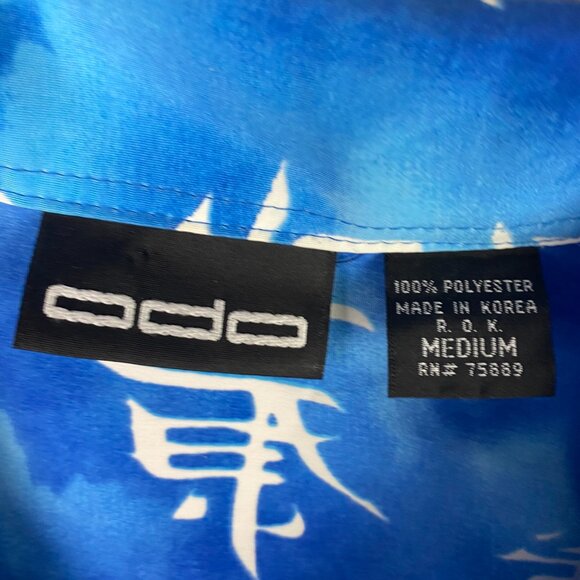 Vintage Y2K ODO Japanese Lettering Waves Button Up Shirt Men's Large AOP Hip Hop - Picture 4 of 7